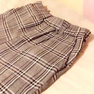 Elastic Waist Plaid Pants